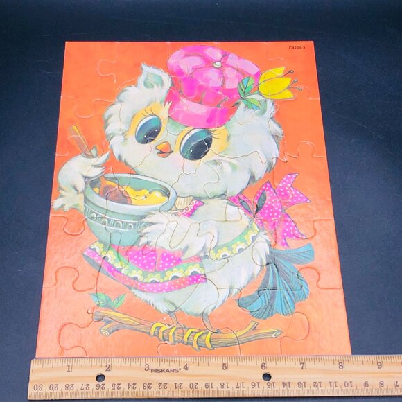 Vintage 60s Milton Bradley PASTEL PETS Lady Owl 25 Piece Jigsaw Puzzle COMPLETE - Picture 10 of 15